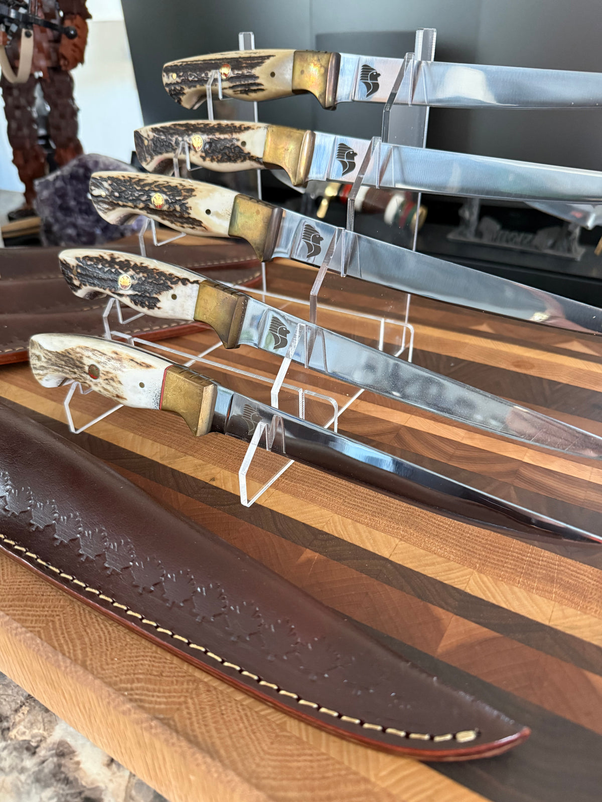 Elk horn handle fillet knife