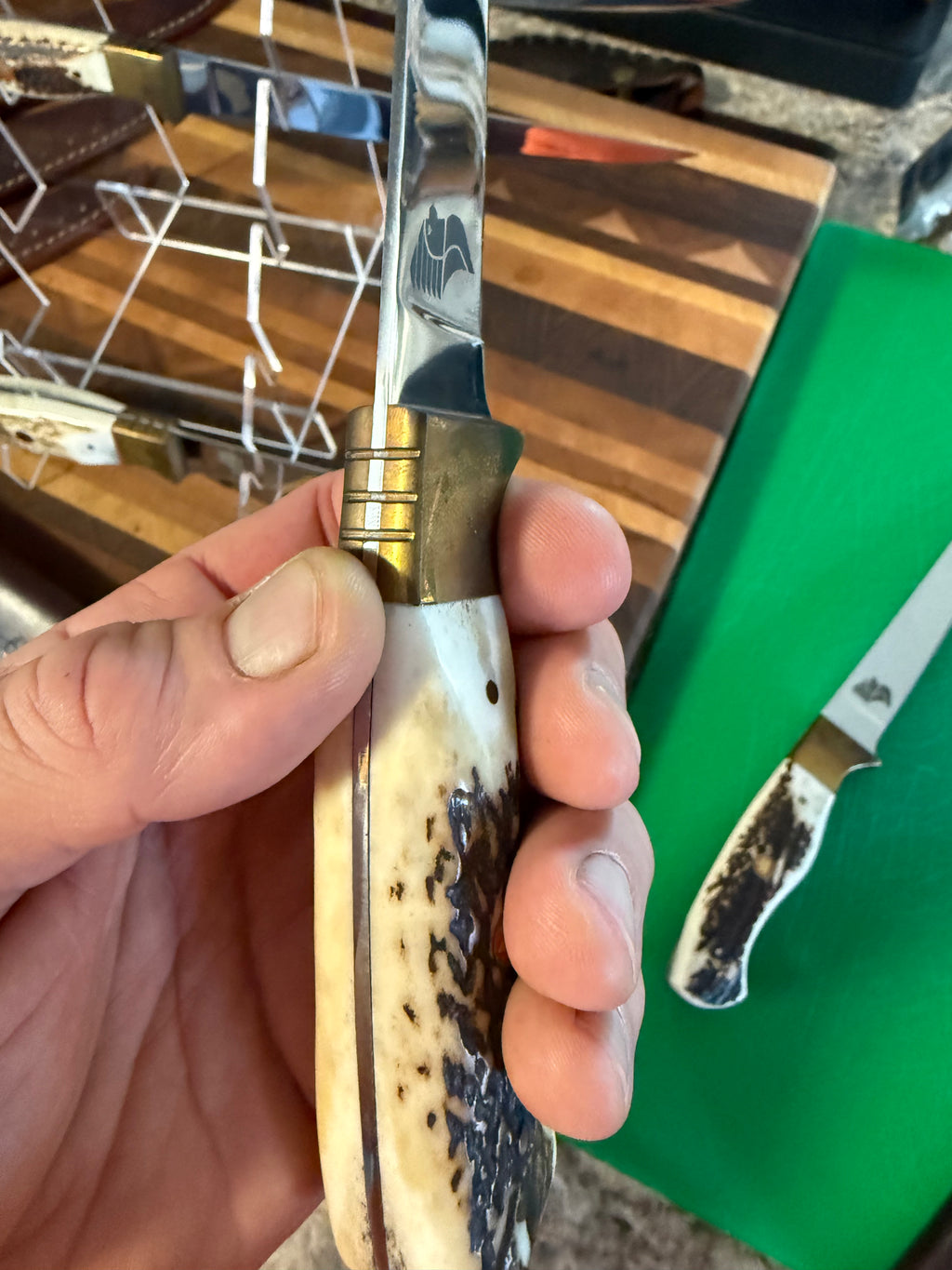 Elk horn handle fillet knife